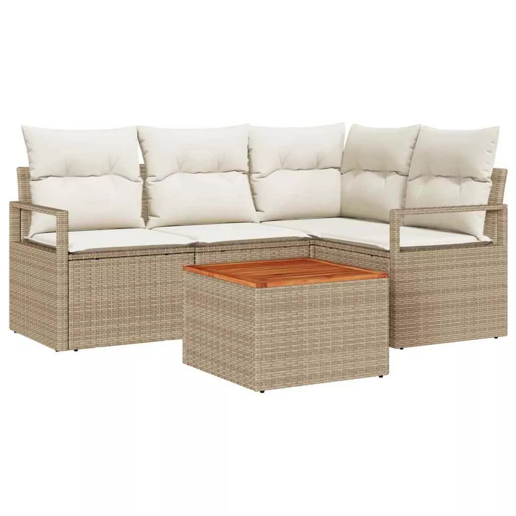 vidaXL Ensemble de canapé de jardin 5 pc Beige et crème polyrotin