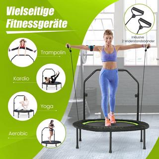 Northix  Mini trampoline Ø101 cm avec poignée réglable en hauteur et 2 bandes de résistance vert 