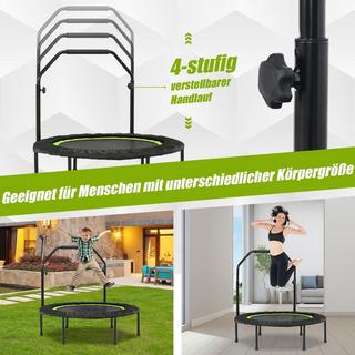 Northix  Mini trampoline Ø101 cm avec poignée réglable en hauteur et 2 bandes de résistance vert 