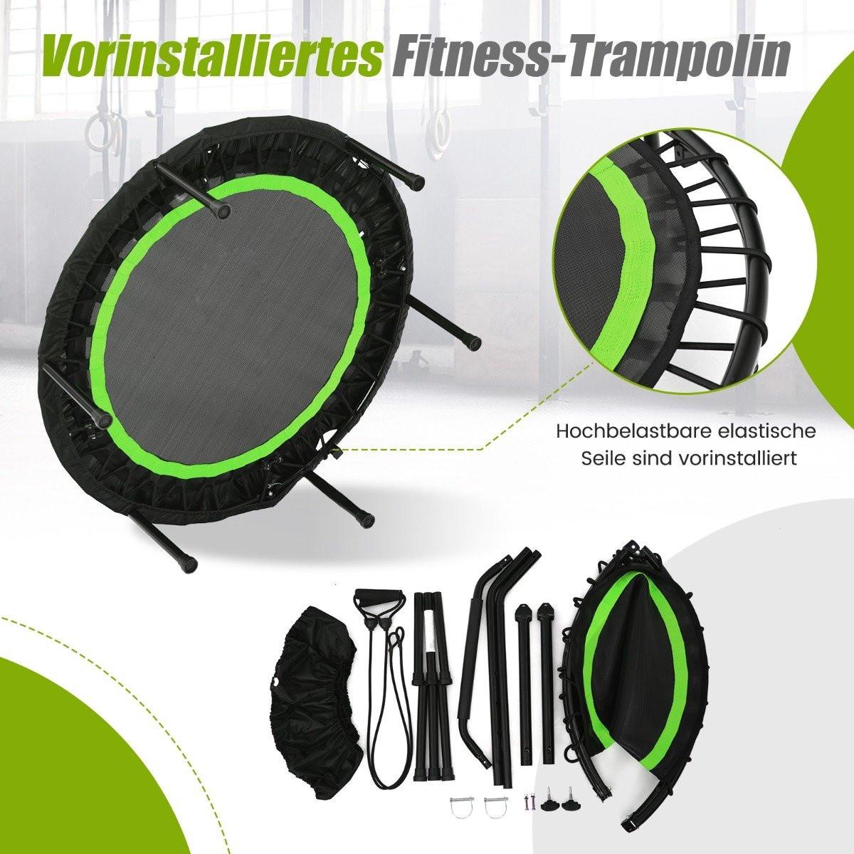 Northix  Mini trampoline Ø101 cm avec poignée réglable en hauteur et 2 bandes de résistance vert 