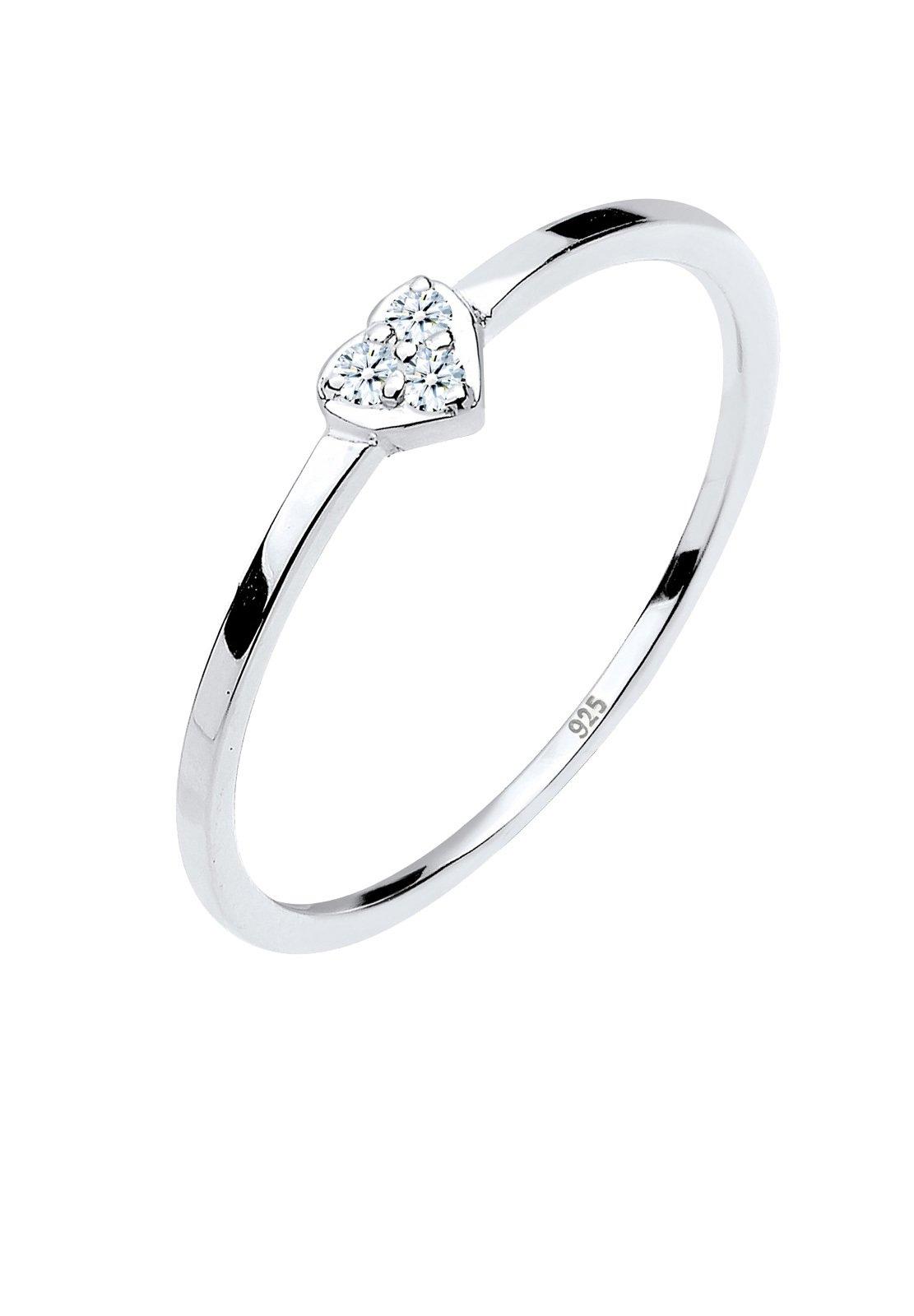 Image of Ring Herz Symbol Diamant 0.04 Ct. Damen Silber 58mm