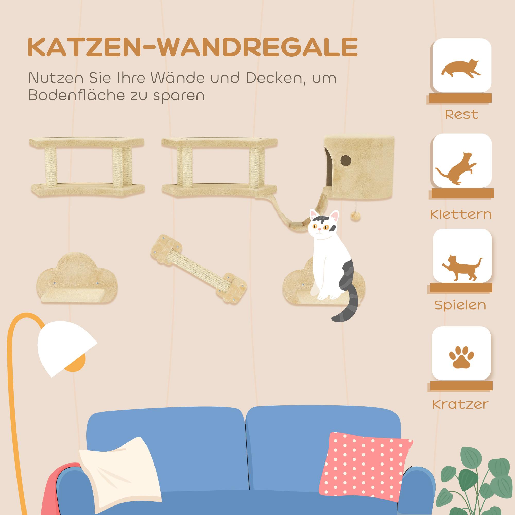 PawHut  Katzen Kletterwand Set 