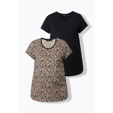 Bellieva-T-Shirts, 2er-Pack, Halbarm, seitliche Raffung