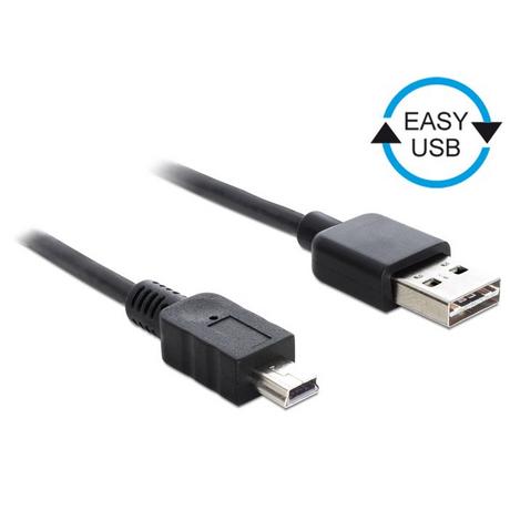 DeLock  0.5m, USB2.0-A/USB2.0 Mini-B câble USB 0,5 m USB A USB B Noir 