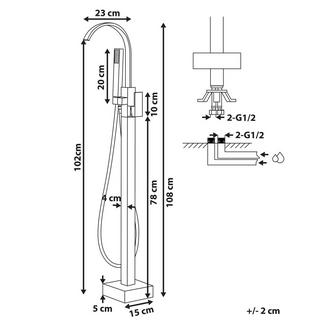 Beliani Freistehende Badewannenarmatur aus Messing Modern RIBBON  