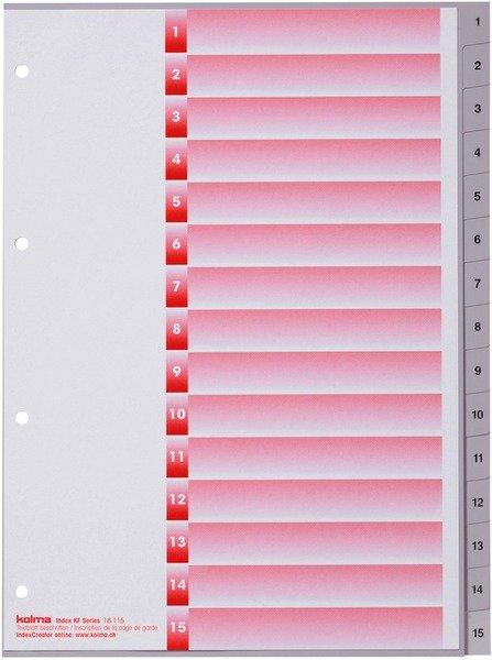 Kolma  KOLMA Register KolmaFlex A4 18.115.03 grau, 1-15, 4-Loch 