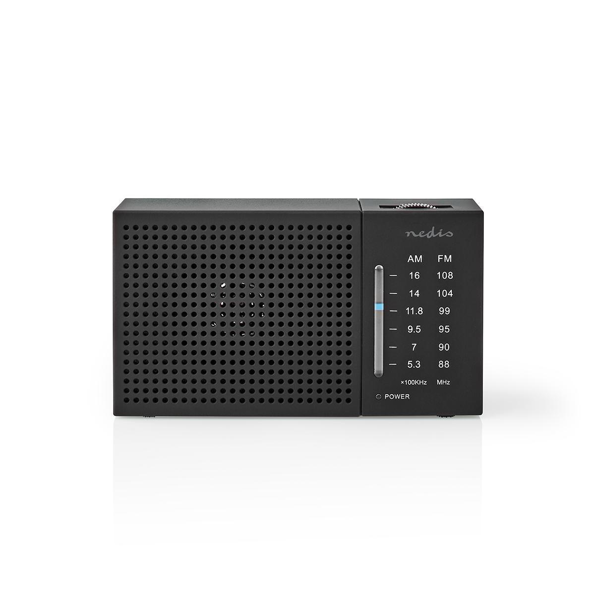Nedis  FM -Radio | Tragbares Design | AM / fm | Batterie betrieben | Analog | 1,5 w | Schwarzerer Bildschirm | Bluetooth® | Kopfhörerbuchse | Schwarz 