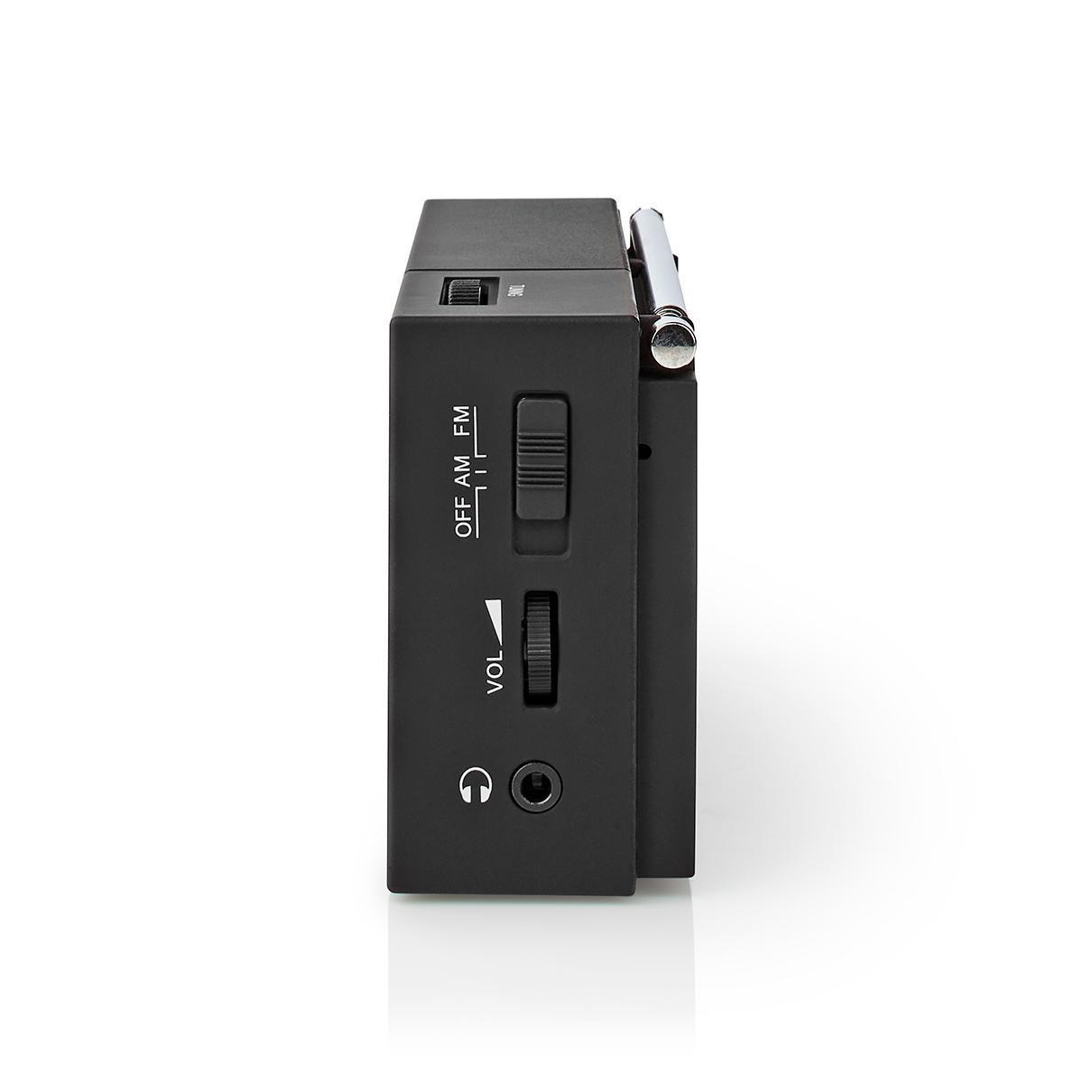 Nedis  FM -Radio | Tragbares Design | AM / fm | Batterie betrieben | Analog | 1,5 w | Schwarzerer Bildschirm | Bluetooth® | Kopfhörerbuchse | Schwarz 