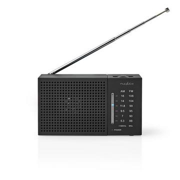 FM -Radio | Tragbares Design | AM / fm | Batterie betrieben | Analog | 1,5 w | Schwarzerer Bildschirm | Bluetooth® | Kopfhörerbuchse | Schwarz