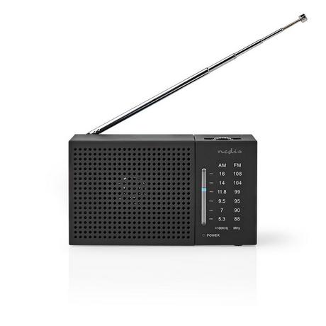Nedis  FM -Radio | Tragbares Design | AM / fm | Batterie betrieben | Analog | 1,5 w | Schwarzerer Bildschirm | Bluetooth® | Kopfhörerbuchse | Schwarz 