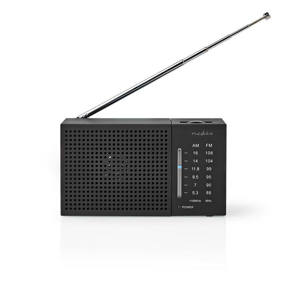 Nedis  FM -Radio | Tragbares Design | AM / fm | Batterie betrieben | Analog | 1,5 w | Schwarzerer Bildschirm | Bluetooth® | Kopfhörerbuchse | Schwarz 