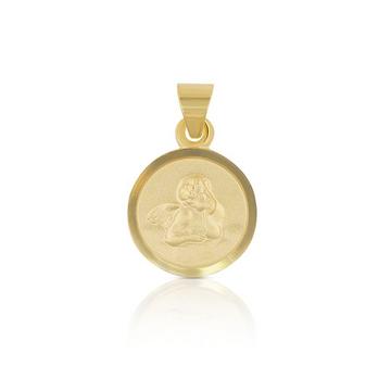 Anhänger Medaille Engel Gelbgold 750, 10mm