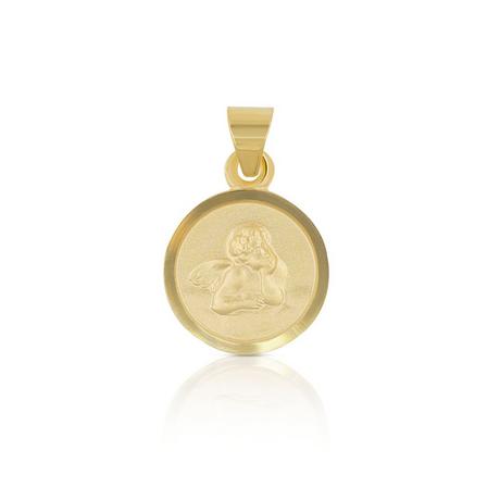 MUAU Schmuck  Pendentif médaille ange en or jaune 750, 10mm 