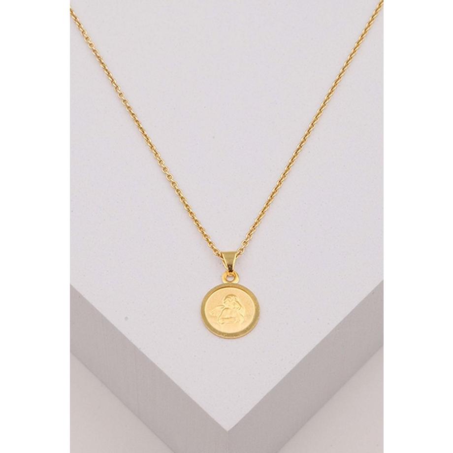 MUAU Schmuck  Anhänger Medaille Engel Gelbgold 750, 10mm 
