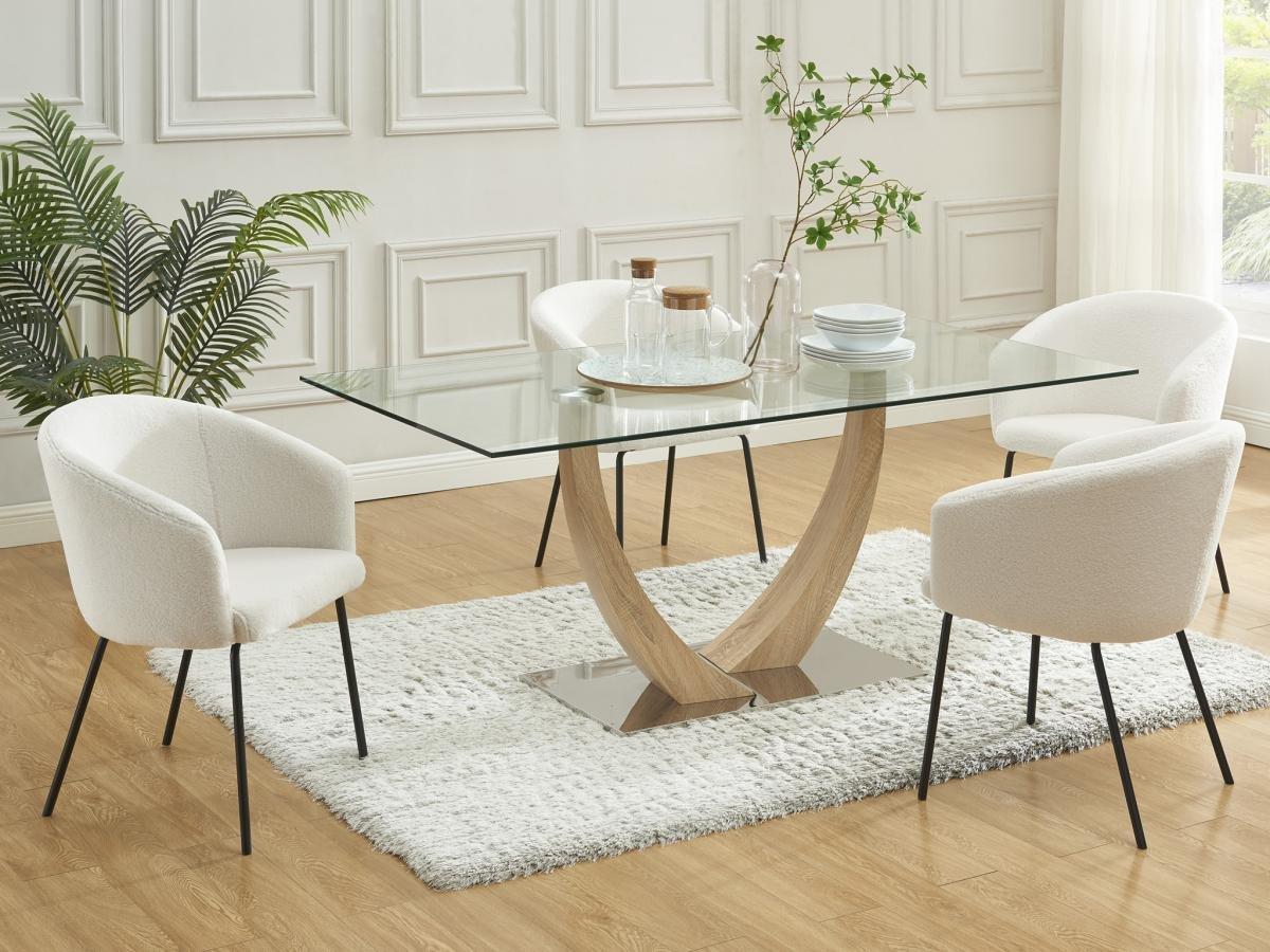 PASCAL MORABITO Sedia con braccioli in Tessuto bouclé e Metallo Panna  - Lotto di 6 - MORONI di Pascal MORABITO  