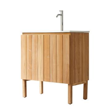 Mobile per il bagno in teak massello e ceramica 80 cm Jill