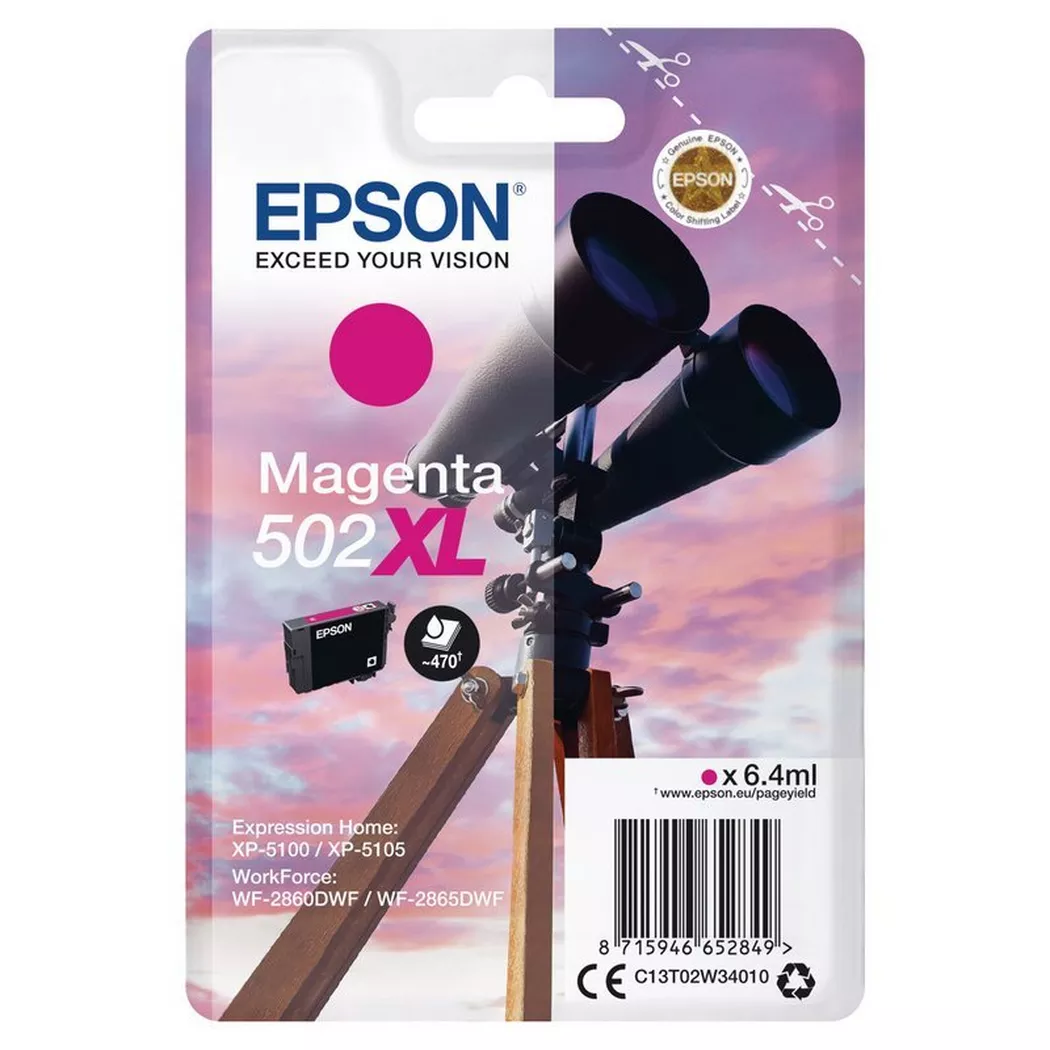 Epson – Tintenpatrone 502XL magenta T02W340 WF-2860/XP-5100 470 Seiten, One Size