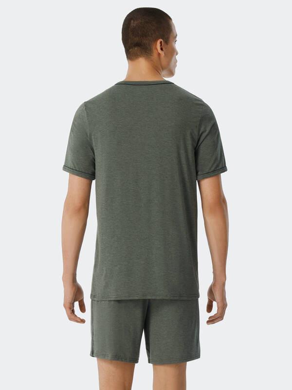 Schiesser Tencel Pyjama Set Manches Courtes Col V  