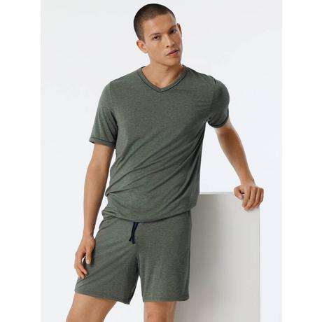 Schiesser Tencel Pyjama Set Manches Courtes Col V  