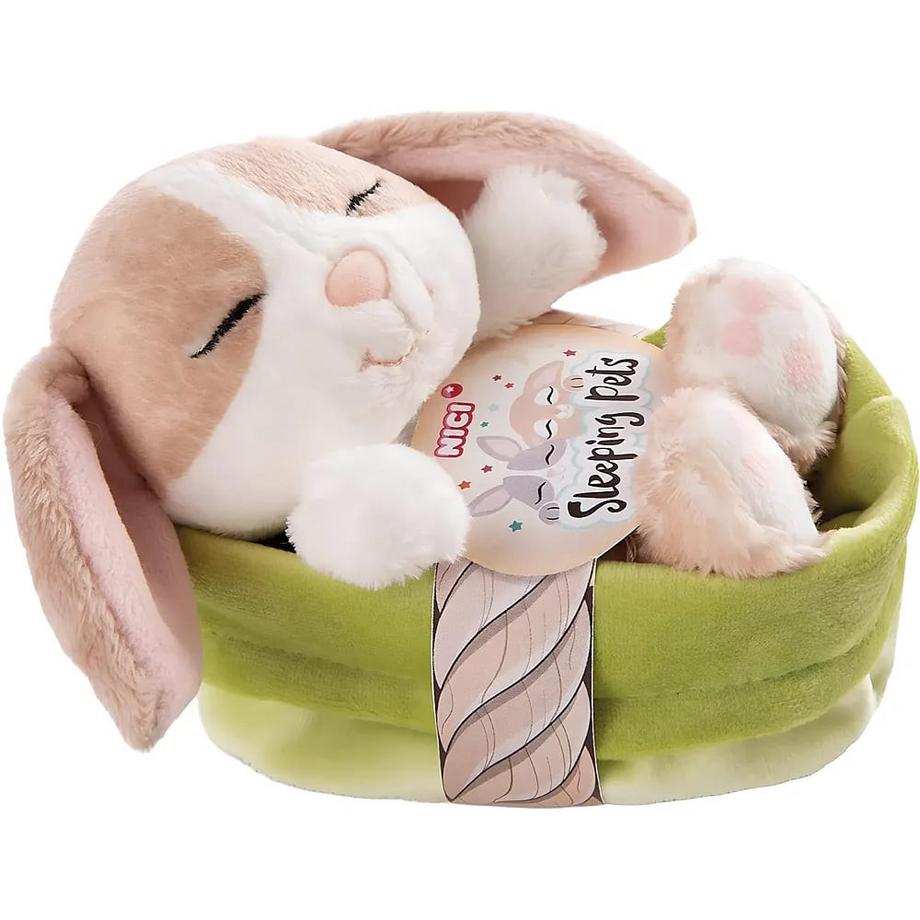 NICI  Sleeping Pets Hase schlafend im Körbchen Cappuccino (12cm) 