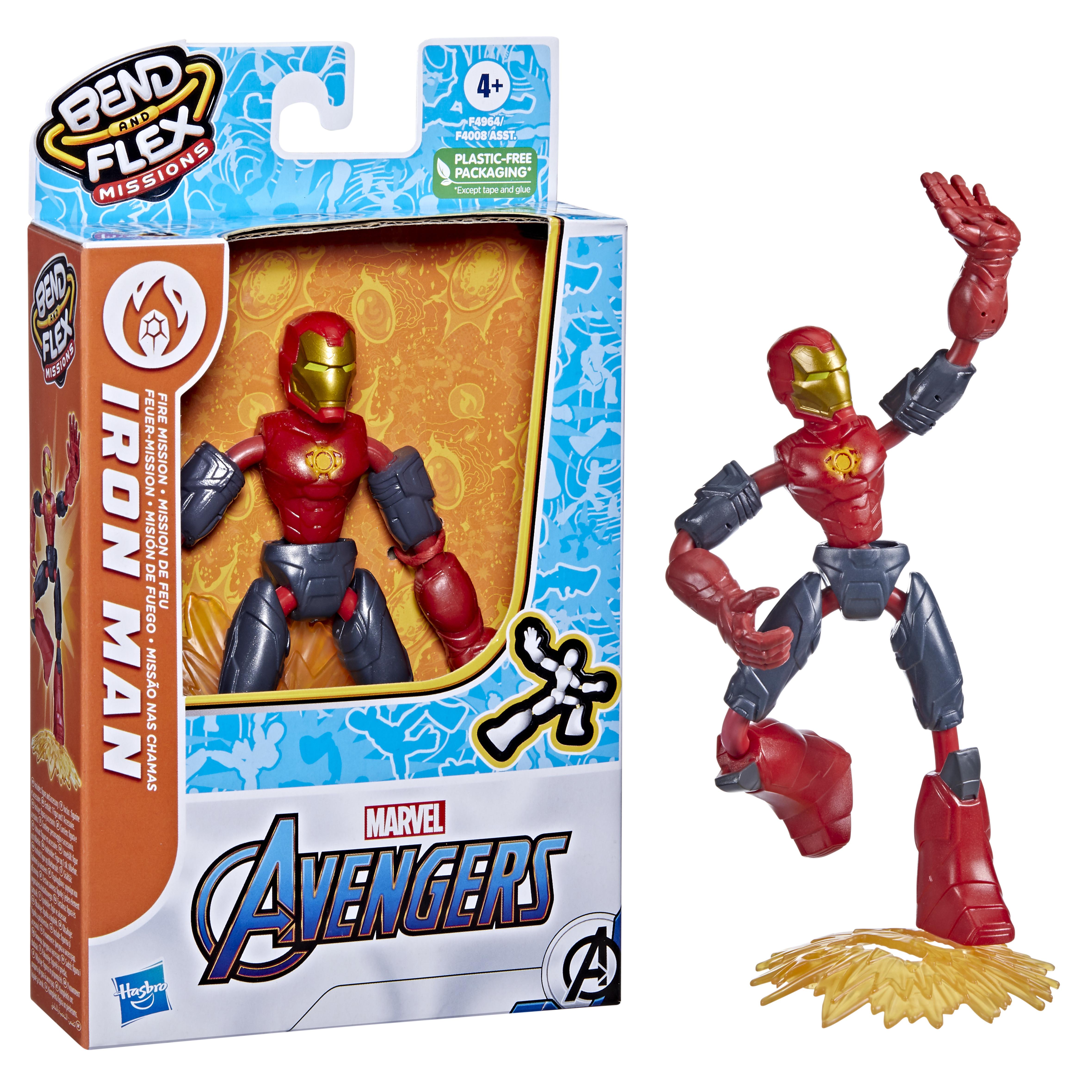 Hasbro  Avengers Bend & Flex Iron Man Feuer-Mission (15cm) 