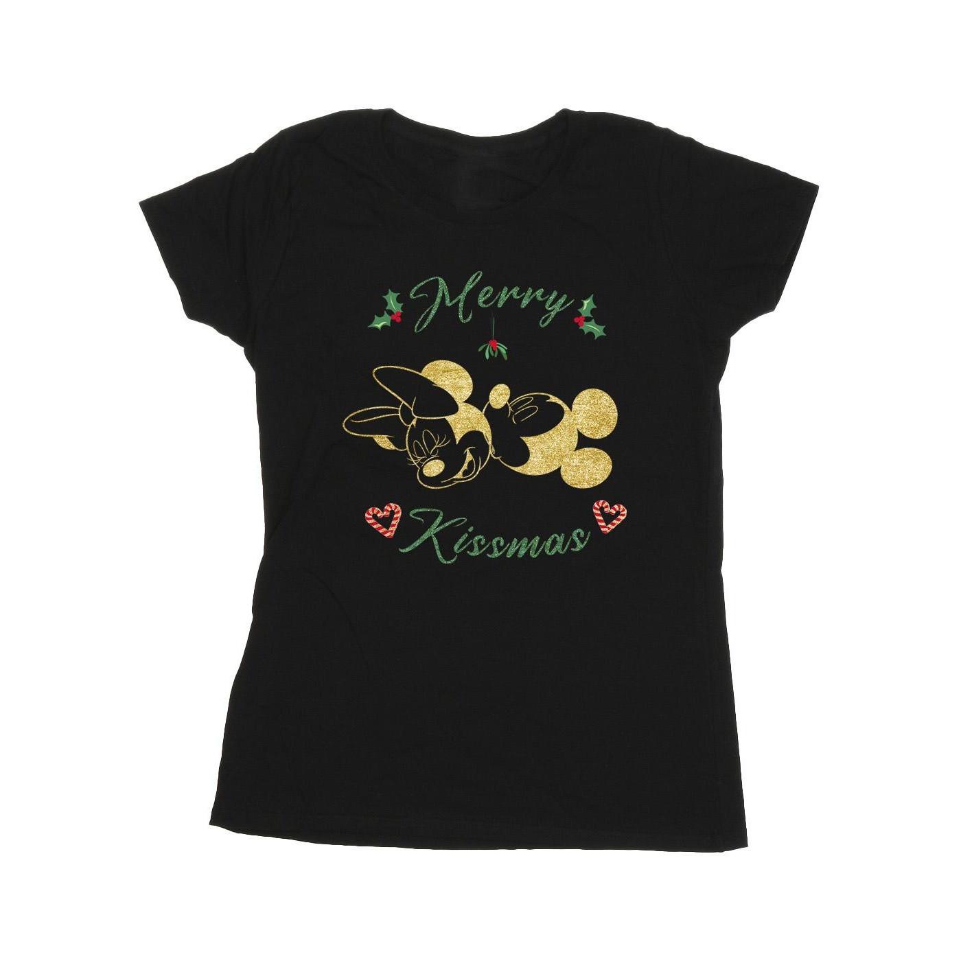 Image of Mickey Mouse Merry Kissmas Tshirt Damen Schwarz L