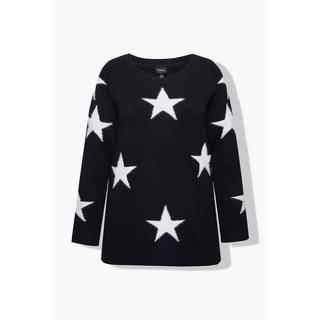 Ulla Popken  Maglione con stelle glitter, scollo a girocollo e maniche lunghe raglan 