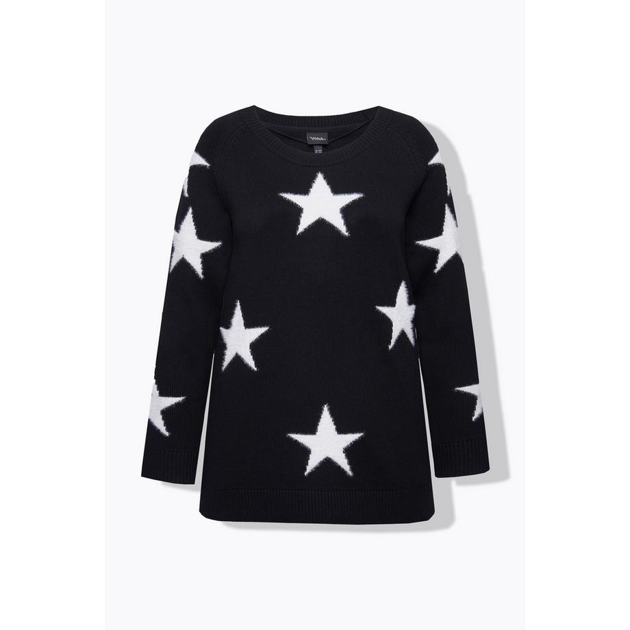 Ulla Popken Maglione Stelle Glitter Girocollo Maniche Lunghe Raglan  