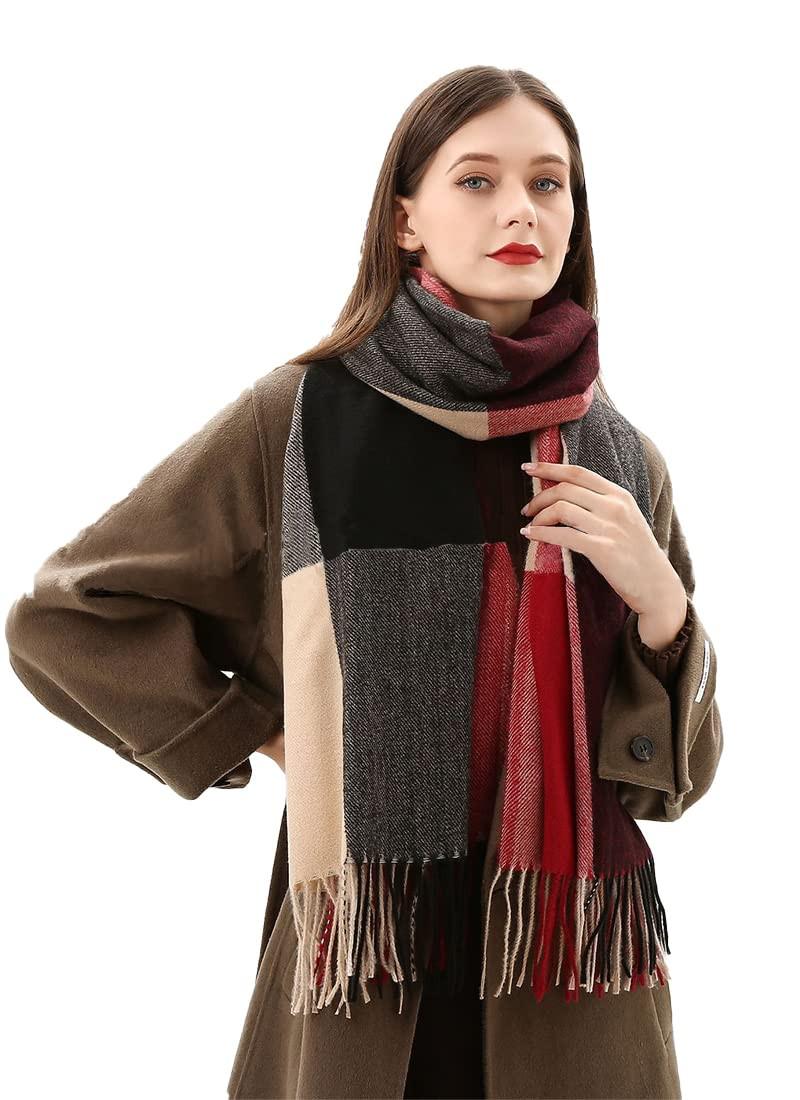 Only-bags.store Plaid Poncho Soft High Quality Winter gestrickter Schal mit Quasten  