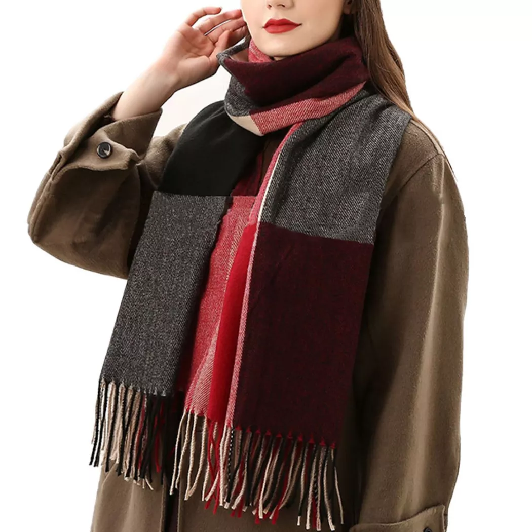 Only-bags.store - Schals Schals Plaid Poncho Soft High Quality Winter gestrickt Schal mit Quasten, für Damen, Multicolor, Größe Onesize