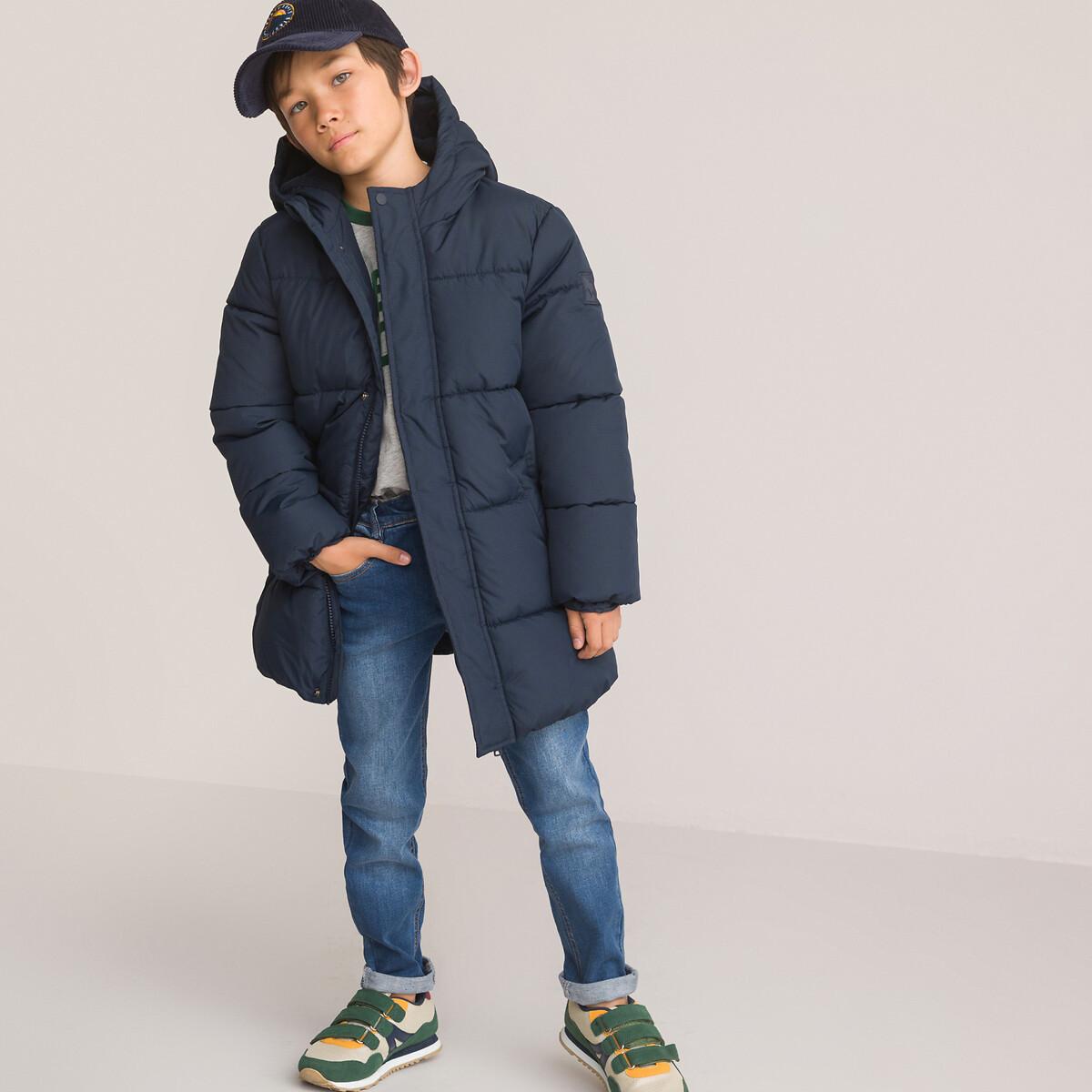 Image of Lange Winterjacke Mit Kapuze Jungen Blau 3A
