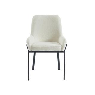 PASCAL MORABITO Lot de 2 chaises avec accoudoirs en tissu bouclette et métal - Blanc - CAROLONA de Pascal MORABITO  