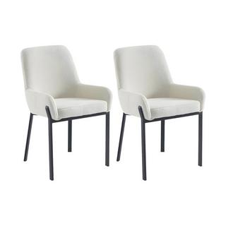 PASCAL MORABITO Lot de 2 chaises avec accoudoirs en tissu bouclette et métal - Blanc - CAROLONA de Pascal MORABITO  