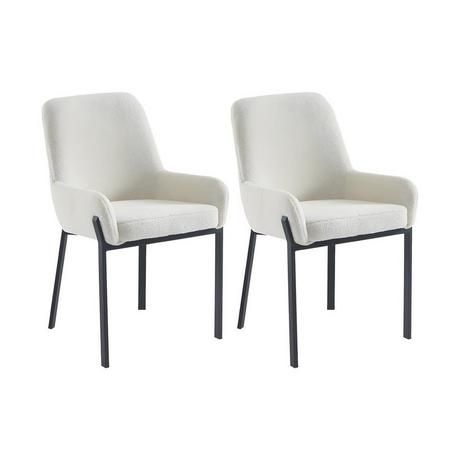 PASCAL MORABITO Lot de 2 chaises avec accoudoirs en tissu bouclette et métal - Blanc - CAROLONA de Pascal MORABITO  