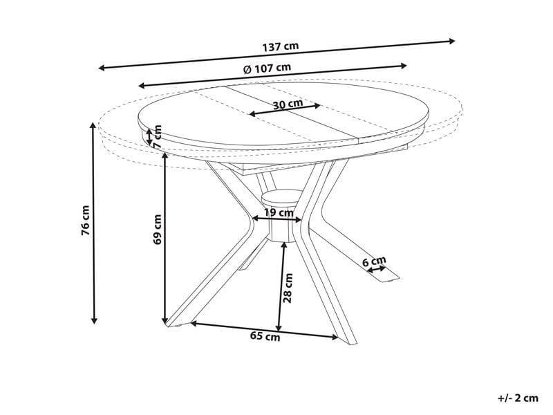 Beliani Table de salle à manger extensible en MDF Rétro TYMIS  