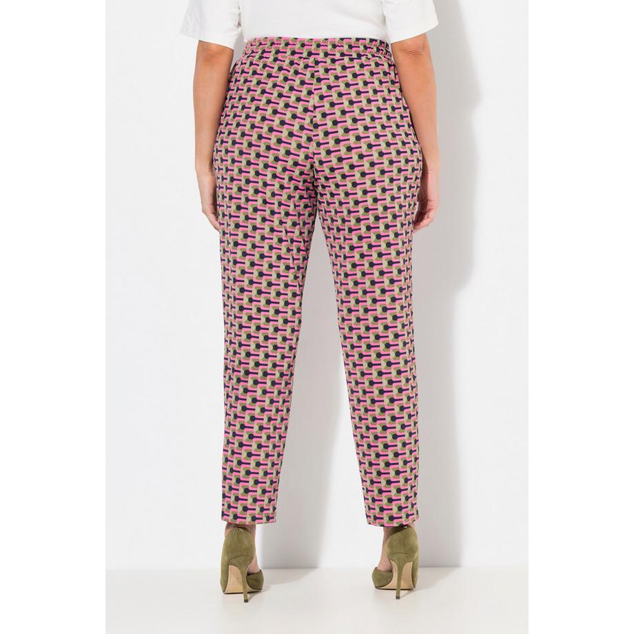 Ulla Popken Pantaloni di jersey stampati Tasche con zip Cintura elastica  