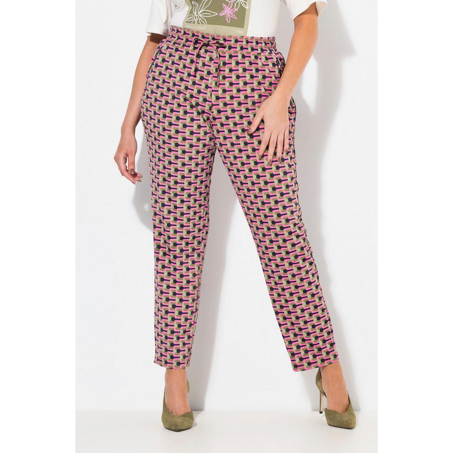 Ulla Popken Pantaloni di jersey stampati Tasche con zip Cintura elastica  