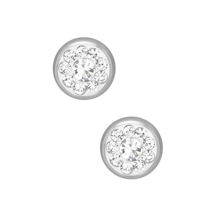 Maxte  Ohrstecker Rund  aus Hochglanzpoliertem Chirurgenstahl mit Kristall 