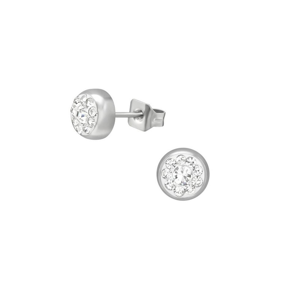 Ohrstecker Rund  aus Hochglanzpoliertem Chirurgenstahl mit Kristall