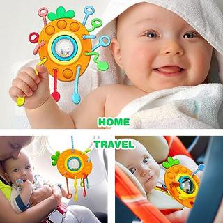 Activity-board  Jouet sensoriel pour bébé, jouet de motricité à tirer en silicone, jouet de motricité à tirer, hochet à billes, jouet de landau pour bébé 