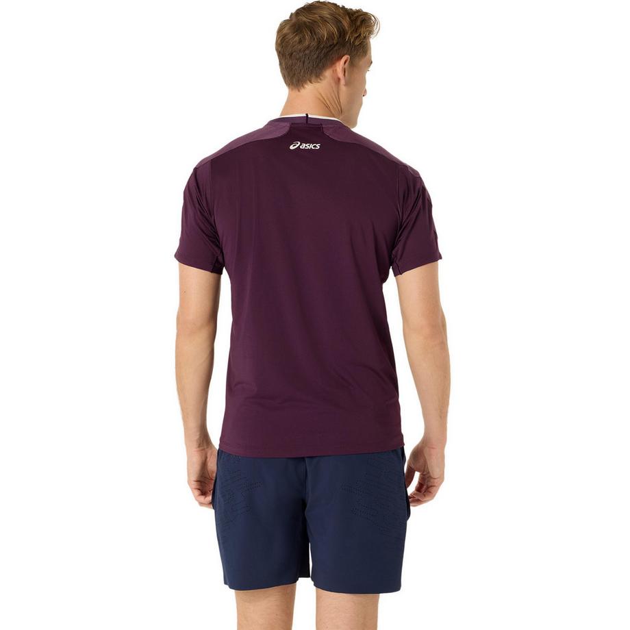 asics  Haut  à manches courtes jacquard assorti, couleur aubergine 