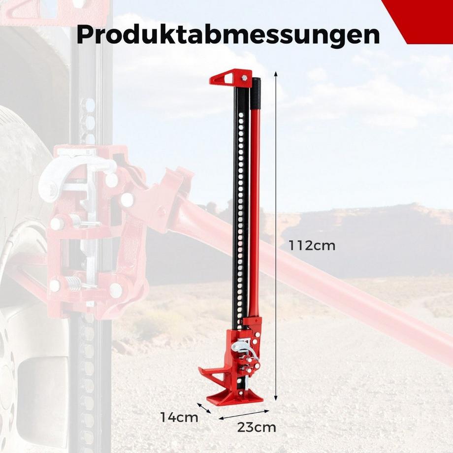 Northio  Wagenheber 3T High Lift Allzweckheber Offroad Stockwinde 112 cm Zahnstangenheber Rot 