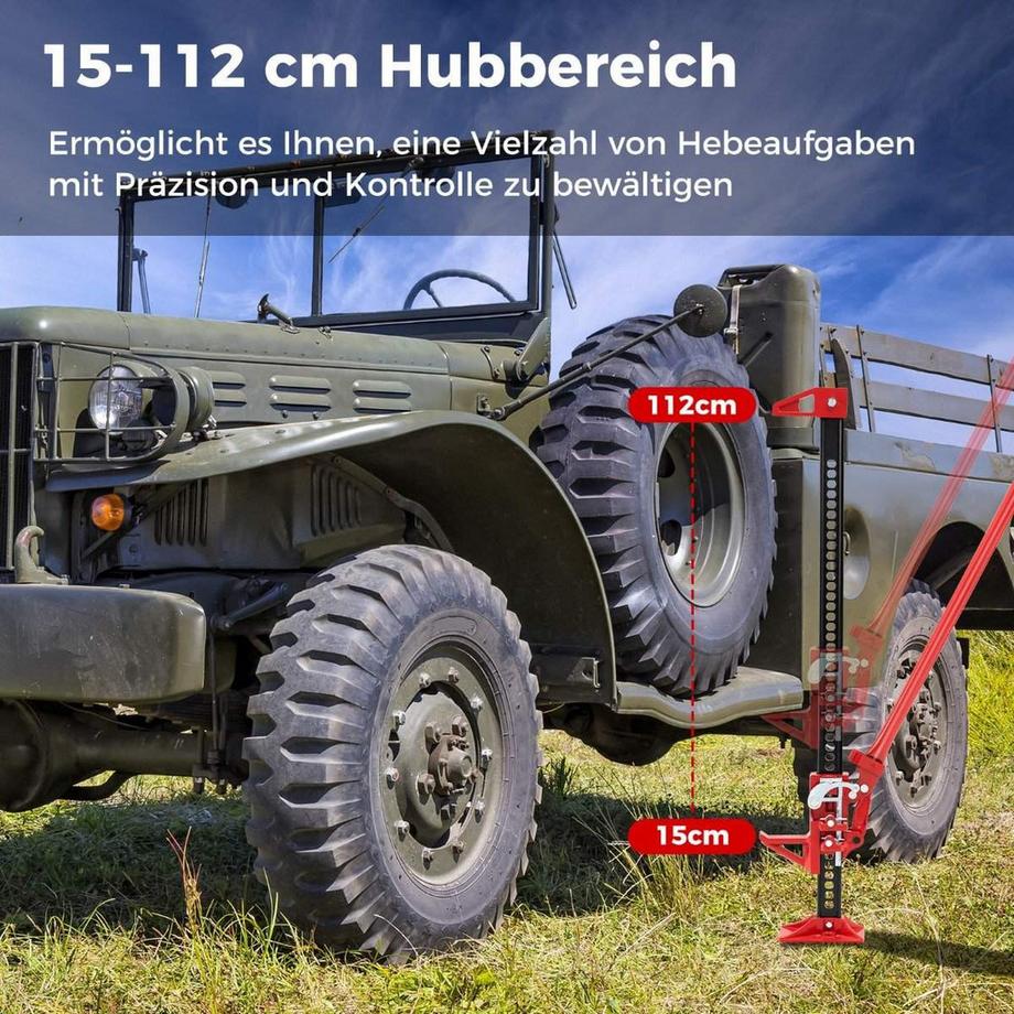 Northio  Wagenheber 3T High Lift Allzweckheber Offroad Stockwinde 112 cm Zahnstangenheber Rot 