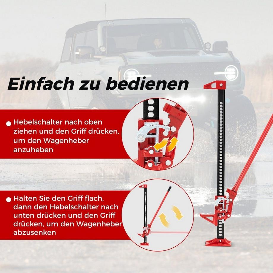 Northio  Wagenheber 3T High Lift Allzweckheber Offroad Stockwinde 112 cm Zahnstangenheber Rot 