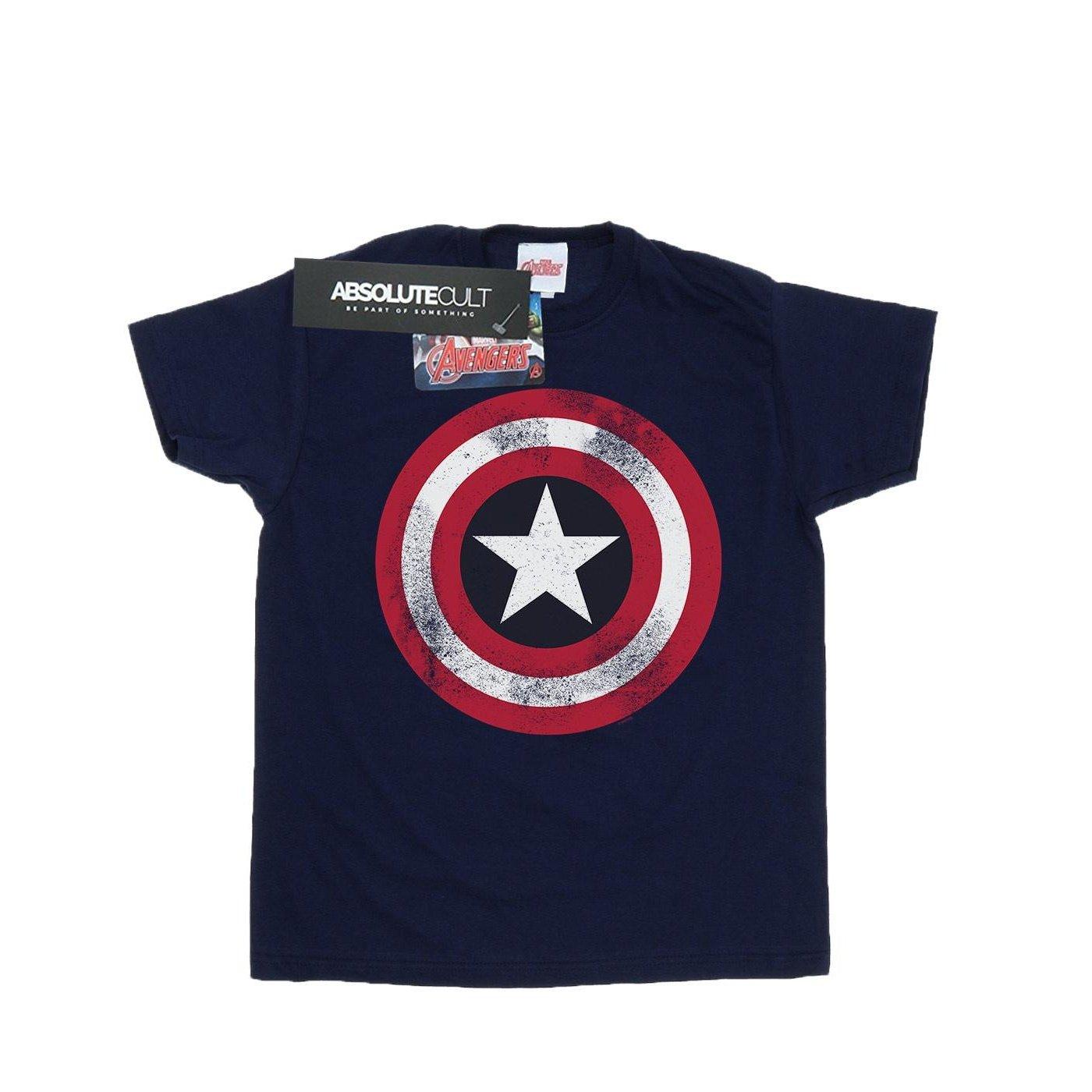 Image of Captain America Distressed Shield Tshirt Herren Marine M