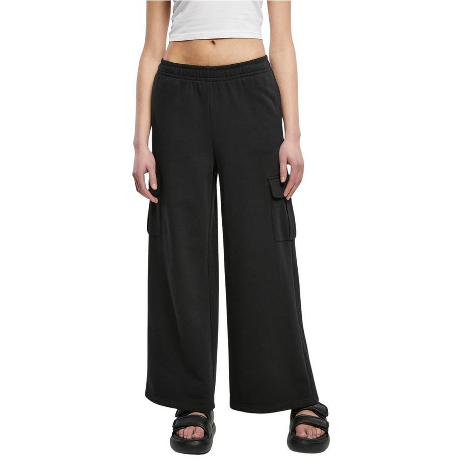 pantalon cargo taille haute à jambe large terry