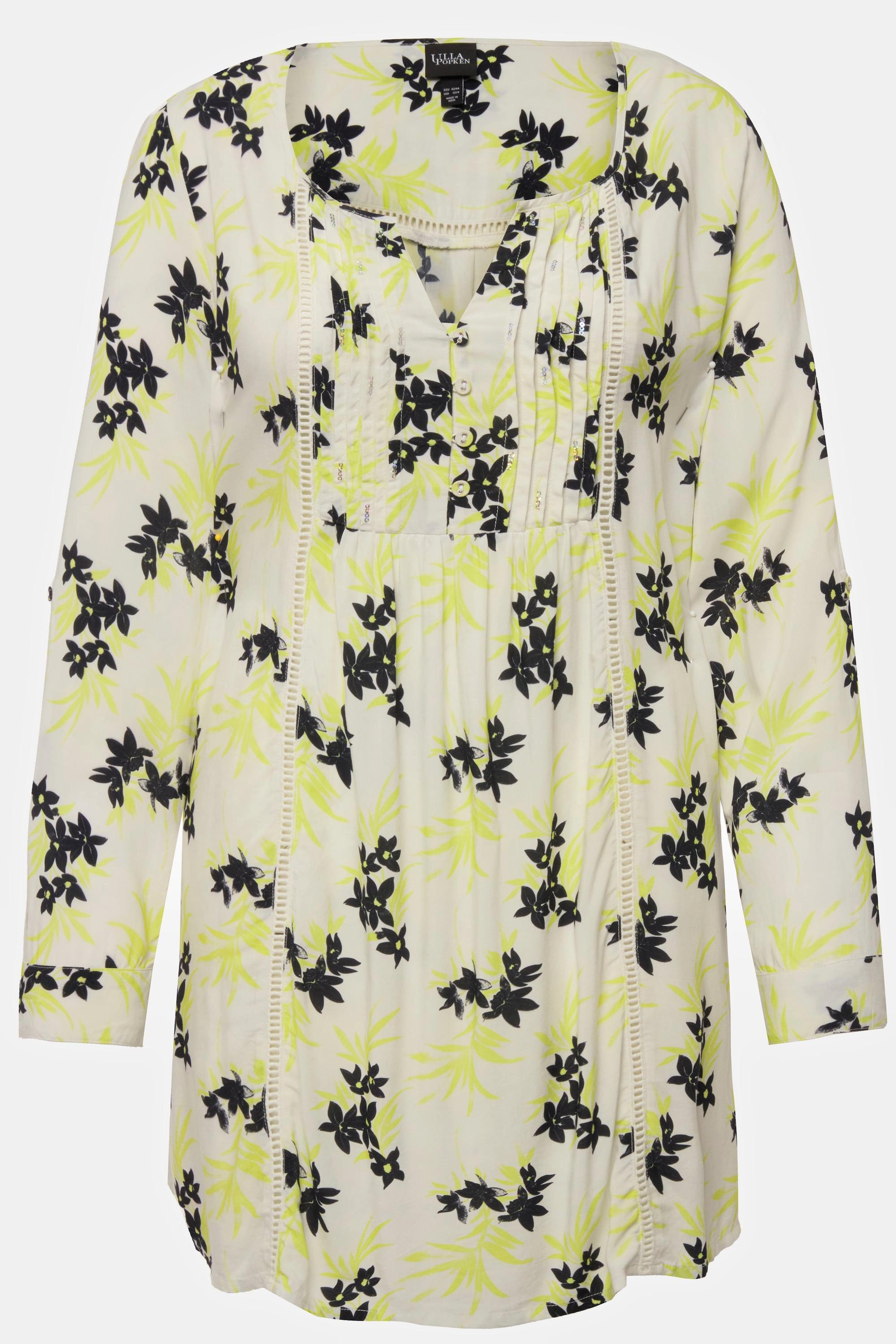 Ulla Popken Tunica Lunga con Cintura da Annodare e Scollo a Tunica  