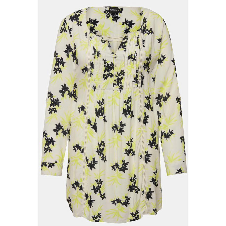 Ulla Popken Tunique Longue avec Ceinture à Nouer et Col Tunique  