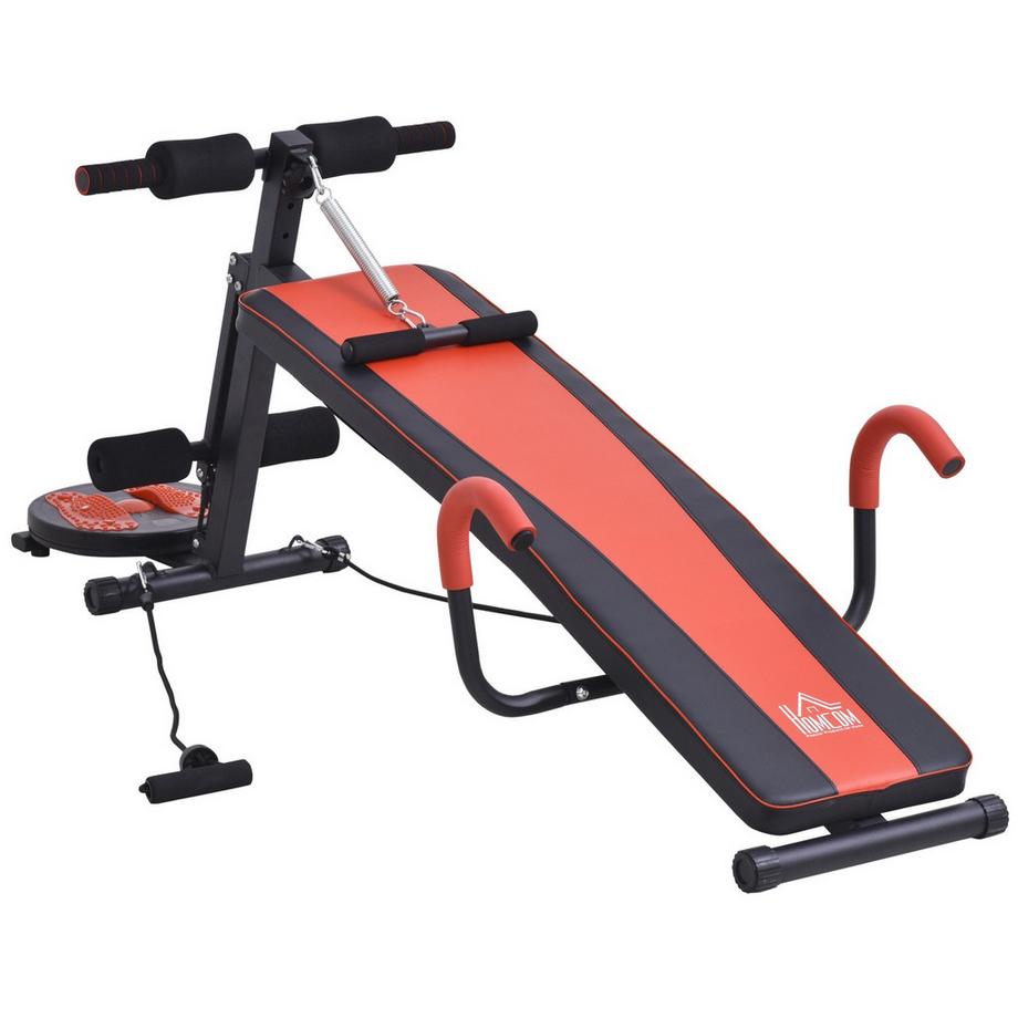 Northio  Panca Sit Up Panca Regolabile Per Allenamento Addominali, Imbottita, Capacità Di Carico Di 120 Kg, Rosso+Nero, 166X53X52-60 Cm 