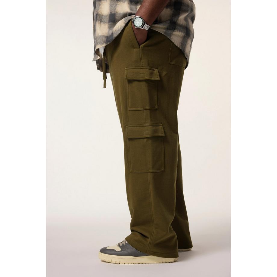 Sthuge Sweat-Cargohose Baggy Fit Elastikbund Cargotaschen  